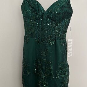 Green Sequin Strapless Dress